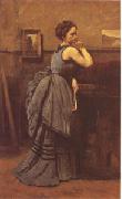 Jean Baptiste Camille  Corot Woman in Blue (mk05) oil painting